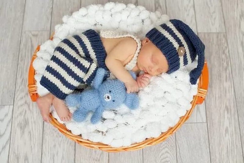 Vedory Fashion Newborn Baby Photography Props Boy Girls Photo Shoot Props Outfits Crochet Knitted Costume Unisex Cute Infant Hat Pants Set (Stripe two) - Image 3